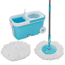 Deals, Discounts & Offers on Home Improvement - Presto! Plastic Elite Spin Mop With Bigger Wheels And Auto- Fold Handle, Blue, 2 Refills
