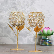Deals and Offers on - WebelKart New Premium Crystal Rose Brass Candle Holder Deals, Discounts & Offers on - WebelKart New Premium Crystal Rose Brass Candle Holder