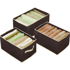 Deals, Discounts & Offers on  - House of Quirk Non-Woven Set of 3 Wardrobe Clothes Organizer For Folded Clothes With Handle, Closet Drawer Organizers For Jeans Pants T-Shirt Sweater Kids Clothes (6+7+9 Grids, Brown)