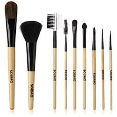 Deals and Offers on - Amazon Brand - Solimo Makeup Brushes with Wooden Handle, Set of 9 Deals, Discounts & Offers on - Amazon Brand - Solimo Makeup Brushes with Wooden Handle, Set of 9