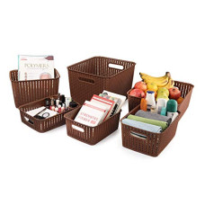 Deals and Offers on - Cello Style Knit Basket Without Lid, Set of 6, Brown,Plastic Deals, Discounts & Offers on - Cello Style Knit Basket Without Lid, Set of 6, Brown,Plastic