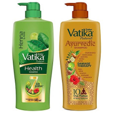 Deals, Discounts & Offers on Beauty Care - Dabur Vatika Ayurvedic Shampoo, 640ml Power Of Dus Poshan For 10 Hair Problems & Vatika Health Shampoo With Henna & Amla For Problem Free Hair, 640ml