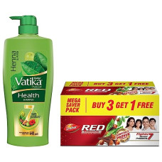 Deals and Offers on - Dabur Vatika Health Shampoo - Power of 7 Natural Ingredients - 640 ml and Dabur Red Paste, 600g (Buy 3 Get 1 Free) Deals, Discounts & Offers on - Dabur Vatika Health Shampoo - Power of 7 Natural Ingredients - 640 ml and Dabur Red Paste, 600g (Buy 3 Get 1 Free)