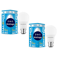 Deals and Offers on - Halonix 2-in-1 Dimmable 9W,0.5W Multi Wattage Adjustable Light Led Bulb (Pack of 2), All Rounder led Bulb Base B22D Deals, Discounts & Offers on - Halonix 2-in-1 Dimmable 9W,0.5W Multi Wattage Adjustable Light Led Bulb (Pack of 2), All Rounder led Bulb Base B22D