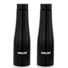 Deals and Offers on - NIRLON Tall Bell Black Single Wall Stainless Steel Water Bottle, Set of 2, 1000ml Deals, Discounts & Offers on - NIRLON Tall Bell Black Single Wall Stainless Steel Water Bottle, Set of 2, 1000ml