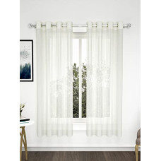 Deals, Discounts & Offers on  - Story@Home Sheer Window Curtains Linen Look Semi Transparent Voile Grommet Zic Zac Curtains