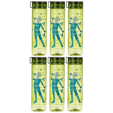 Deals, Discounts & Offers on  - Amazon Brand - Solimo Printed Plastic Bottle Set | Sleek Design | Printed Hydration Tracker | Set of 6 | 1000 ml (Olive)