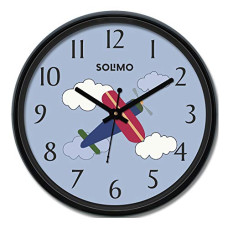 Deals and Offers on - Amazon Brand - Solimo 12-inch Plastic & Glass Wall Clock - Crimson Jet (Silent Movement), Black Deals, Discounts & Offers on - Amazon Brand - Solimo 12-inch Plastic & Glass Wall Clock - Crimson Jet (Silent Movement), Black