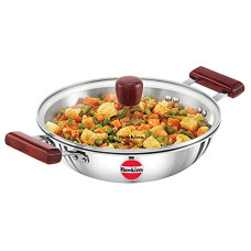 Deals and Offers on Cookware - Hawkins 2.5 Litre Deep Fry Pan, Triply Stainless Steel Kadai with Glass Lid, Flat Bottom Induction Kadhai, Silver (SSD25G) Deals, Discounts & Offers on Cookware - Hawkins 2.5 Litre Deep Fry Pan, Triply Stainless Steel Kadai with Glass Lid, Flat Bottom Induction Kadhai, Silver (SSD25G)