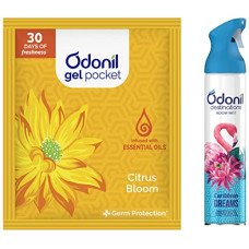 Deals and Offers on - Odonil Combo Pack - Air Freshener Spray + Gel Pocket | Carribean Dreams & Citrus Bloom Deals, Discounts & Offers on - Odonil Combo Pack - Air Freshener Spray + Gel Pocket | Carribean Dreams & Citrus Bloom