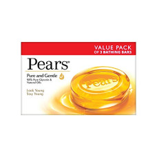 Deals and Offers on - Pears Pure & Gentle Soap Bar (Combo Pack of 3) - With Glycerin for Soft, Glowing Skin & Body, Paraben-Free Body Soaps For Bath Ideal Deals, Discounts & Offers on - Pears Pure & Gentle Soap Bar (Combo Pack of 3) - With Glycerin for Soft, Glowing Skin & Body, Paraben-Free Body Soaps For Bath Ideal