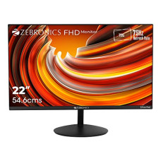 Deals, Discounts & Offers on  - ZEBRONICS 22 inch 75Hz Monitor with FHD 1080p, Free sync Support, HDMI, VGA, 250 Nits max, 16.7M Colors, Built-in Speakers and Slim Bezel Less Design ZEB-S22A
