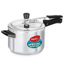 Deals, Discounts & Offers on Cookware - Pigeon by Stovekraft 12734 Induction Base Inner Lid Aluminium Pressure Cooker, 5L, Silver