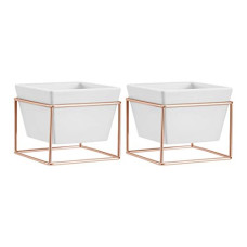 Deals and Offers on Gardening Tools - amazon basics Tabletop Planter, Square - White/Copper (2-Pack) Deals, Discounts & Offers on Gardening Tools - amazon basics Tabletop Planter, Square - White/Copper (2-Pack)