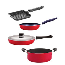Deals, Discounts & Offers on Cookware - Nirlon Gas Compatible Non Stick Aluminium Cookware Set of 4 Pieces (FP10_CVG_SGP_CS24)