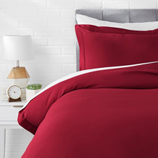 Deals and Offers on - Amazon Basics Polyester Microfiber Duvet Cover Set With Pillow Cover - Single, 2-Piece (66x90-inch, Burgundy) Deals, Discounts & Offers on - Amazon Basics Polyester Microfiber Duvet Cover Set With Pillow Cover - Single, 2-Piece (66x90-inch, Burgundy)