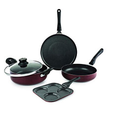 Deals, Discounts & Offers on Cookware - Cello Prima Uttapam Non Stick Induction Base Aluminium Cookware Combo, (Red, Cherry)