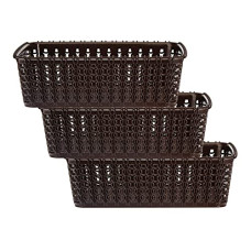 Deals and Offers on - Kuber Industries Multipurposes Small M 15 Plastic Basket, Organizer For Kitchen, Countertops, Cabinets, Bathrooms Without Lid- Pack of 3 (Brown) -46KM0114 Deals, Discounts & Offers on - Kuber Industries Multipurposes Small M 15 Plastic Basket, Organizer For Kitchen, Countertops, Cabinets, Bathrooms Without Lid- Pack of 3 (Brown) -46KM0114