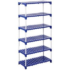 Deals and Offers on - Amazon Brand - Solimo Stainless Steel Multipurpose Rack For Shoes And Clothes, 6 Racks, Blue Deals, Discounts & Offers on - Amazon Brand - Solimo Stainless Steel Multipurpose Rack For Shoes And Clothes, 6 Racks, Blue
