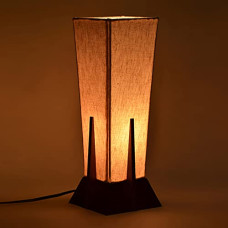 Deals, Discounts & Offers on  - ExclusiveLane Sheesham Wooden 'Pyramid' Table Lamp for Bedroom & Living Room (14 Inch, Wood, Without Bulb, Pack of 1) |Bedside Table Lamp Side Table Lamps