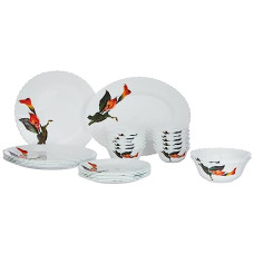 Deals, Discounts & Offers on  - Larah by Borosil Stargazer Fluted Series Opalware Dinner Set | 27 Pieces for Family of 6 | Microwave & Dishwasher Safe | Bone-Ash Free | Crockery Set