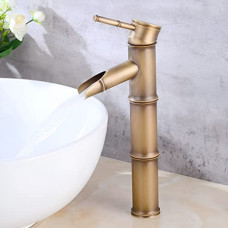 Deals, Discounts & Offers on Home Improvement - Plantex Pure Brass Bamboo Style Single Lever Hot & Cold Wash Basin Mixer/High Neck Pillar Cock with Single Handle (Brass Antique)