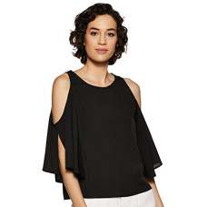 Deals, Discounts & Offers on Laptops - Harpa Women's Plain Regular Fit Top (GR3747C_Black_Medium)