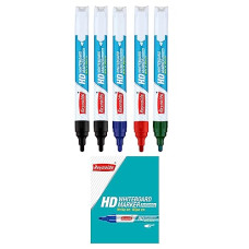Deals, Discounts & Offers on Electronics - Reynolds HD WM 5 CT POUCH, 2 BLACK, 1 BLUE, 1 RED & 1 GREEN | For Office and Home Use | Leak Proof Marker Pens with Unique Tip Stopper System | Easily Erasable Ink | MultiColour