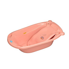 Deals, Discounts & Offers on Baby Care - Supples Baby Bathtub and Bath Sling, Spacious, Portable, Storage Slots, Safe, with Water Drain (Pink)