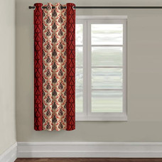 Deals, Discounts & Offers on  - Cortina 1 Piece Damask Design Panel Eyelet Polyester Window Curtain - 5-Feet, Maroon