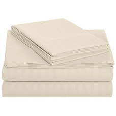 Deals and Offers on - amazon basics Deluxe Microfiber Striped Bedsheet Set (Includes 1 Bedsheet, 1 Fitted Sheet With Elastic, 2 Pillow Covers), Beige, Queen Deals, Discounts & Offers on - amazon basics Deluxe Microfiber Striped Bedsheet Set (Includes 1 Bedsheet, 1 Fitted Sheet With Elastic, 2 Pillow Covers), Beige, Queen