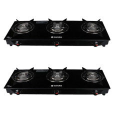 Deals and Offers on - Candes Toughened Glass 3 Burner Manual Gas Stove |Die Cast Alloy Tornado Burner | Glass Gas stove 3 Burner | LPG Compatible |ISI Certified | Door Step Service, 300 Days Warranty| Pack of 2 Deals, Discounts & Offers on - Candes Toughened Glass 3 Burner Manual Gas Stove |Die Cast Alloy Tornado Burner | Glass Gas stove 3 Burner | LPG Compatible |ISI Certified | Door Step Service, 300 Days Warranty| Pack of 2