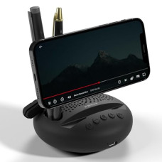 Deals, Discounts & Offers on Electronics - Xech 3-in-1 Bluetooth Speaker with Phone Stand 5W Portable Mini Speaker with Mic Rich Bass TWS Pairing USB C 6H Playtime Pen Stand Wireless Speaker (Arc) (Black)