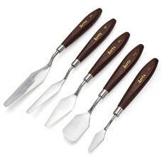 Deals and Offers on - 5 Pieces Painting Knives Stainless Steel Spatula Palette Knife Oil Painting Accessories Color Mixing Set Deals, Discounts & Offers on - 5 Pieces Painting Knives Stainless Steel Spatula Palette Knife Oil Painting Accessories Color Mixing Set