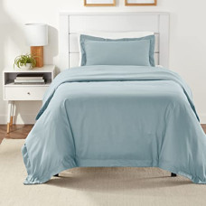 Deals, Discounts & Offers on  - amazon basics Microfiber Duvet Cover with Pillow Cover Set (Twin/Twin XL, Spa Blue, 167.6 cm X 228.6 cm, 50.8 cm X 66 cm, Single Size )