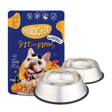 Deals and Offers on Food and Health - Moochie Wet Dog Food Fit&Firm with Lamb Carrot, Green Pea, and Pumpkin 85 g Pouch + Stainless Steel Dog Bowl Medium (Set of 2). Deals, Discounts & Offers on Food and Health - Moochie Wet Dog Food Fit&Firm with Lamb Carrot, Green Pea, and Pumpkin 85 g Pouch + Stainless Steel Dog Bowl Medium (Set of 2).