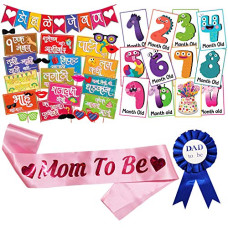 Deals and Offers on - WOBBOX Colourful Marathi Baby Shower Combo of Photo Booth Party Props, Sash and Milestone Cards - Combo NW Deals, Discounts & Offers on - WOBBOX Colourful Marathi Baby Shower Combo of Photo Booth Party Props, Sash and Milestone Cards - Combo NW