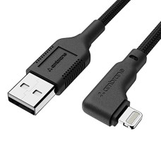 Deals, Discounts & Offers on  - Ambrane Lightning Cable, 12W Fast Charging, L Shape for Easy Holding, Fishnet Nylon Braided, 480 Mbps Data Sync Cable
