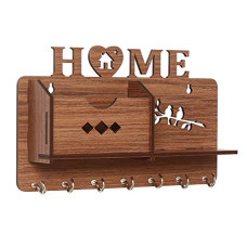 Deals and Offers on - Webelkart Wooden Matte Finish Designer Home Side Wall Shelf, Key Holder with 7 Keys Hooks (Brown)- Home Decor Items, Diwali Decorations Items Deals, Discounts & Offers on - Webelkart Wooden Matte Finish Designer Home Side Wall Shelf, Key Holder with 7 Keys Hooks (Brown)- Home Decor Items, Diwali Decorations Items