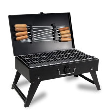 Deals, Discounts & Offers on Outdoor Living  - Briefcase Barbecue - Freeboot Foldable Briefcase Style Charcoal Barbecue And Tandoor Grill Barbeque Stand For Outdoor Picnic(2 Spatula, 1 BBQ, 10 Stick, 1 Air Blower, 1kg charcoal)