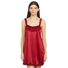 Deals, Discounts & Offers on Women - Klamotten Women's Satin Solid Midi Nightwear (Kn77_Maroon_Free Size_Maroon_Free Size)