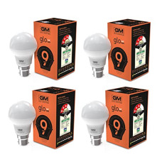 Deals and Offers on - GM GLO - 9 Watt LED Bulb - B22 100 Lumens Per Watt - 6500K White - Cool Day Light (Pack of 4) Deals, Discounts & Offers on - GM GLO - 9 Watt LED Bulb - B22 100 Lumens Per Watt - 6500K White - Cool Day Light (Pack of 4)