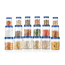 Deals and Offers on - MILTON Vitro Plastic Pet Storage Jar and Container, Set of 18 (6 pcs x 230 ml Each, 6 pcs x 600 ml Each, 6 pcs x 1.18 ltrs Each), Blue | Food Grade | Air Tight | BPA Free Deals, Discounts & Offers on - MILTON Vitro Plastic Pet Storage Jar and Container, Set of 18 (6 pcs x 230 ml Each, 6 pcs x 600 ml Each, 6 pcs x 1.18 ltrs Each), Blue | Food Grade | Air Tight | BPA Free