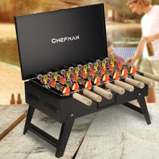 Deals and Offers on - Chefman Briefcase Barbeque Grill Charcoal Large Size Outdoor with Wooden Handle Set (Black) 1 BBQ, 1 Grill, 8 Skewers, 1 Tong | Picnic/Outdoor Parties/Roasting, Grilling Food Deals, Discounts & Offers on - Chefman Briefcase Barbeque Grill Charcoal Large Size Outdoor with Wooden Handle Set (Black) 1 BBQ, 1 Grill, 8 Skewers, 1 Tong | Picnic/Outdoor Parties/Roasting, Grilling Food