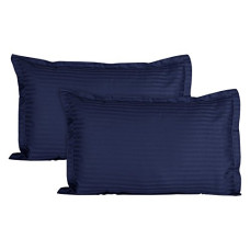 Deals and Offers on - Home Elite Luxurious Sateen Striped Pillow Cover/Case Set (2 Pcs) 210 Thread Count - Navy Blue Deals, Discounts & Offers on - Home Elite Luxurious Sateen Striped Pillow Cover/Case Set (2 Pcs) 210 Thread Count - Navy Blue