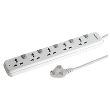 Deals, Discounts & Offers on Home Improvement - Philips CHP3451W Power Strips with 5 Universal Socket, Individual Control Switch, with Over Current Protection 1.4m Cable Length (White)