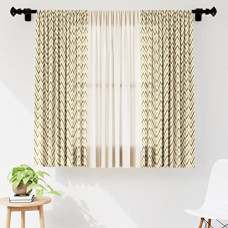 Deals, Discounts & Offers on  - Encasa Homes Printed + Solid Window Curtains with Tie Back (5 ft, Chevron 1 Beige + Cream Combo) Pack of 3