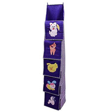 Deals, Discounts & Offers on  - Kuber Industries Cotton Six Cabinet Baby almirah,Hanging Show rack,Kids Wardrobe,Cloth Organizer,Folding almirah, Toy Box (Blue) - CTKTC30995