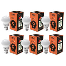 Deals, Discounts & Offers on  - GM GLO - 9 Watt LED Bulb - B22 100 Lumens Per Watt - 6500K White - Cool Day Light (Pack of 6)