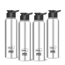 Deals and Offers on - Pigeon by Stovekraft Inox Hydra 900 ml Bottle (Pack of 4, Black, Steel/Chrome, Steel) Deals, Discounts & Offers on - Pigeon by Stovekraft Inox Hydra 900 ml Bottle (Pack of 4, Black, Steel/Chrome, Steel)